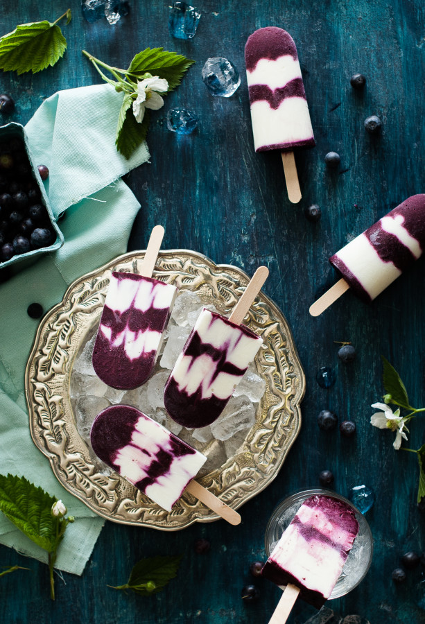 Blueberry and goat cheese popsicles by Kitchen McCabe on @thouswellblog