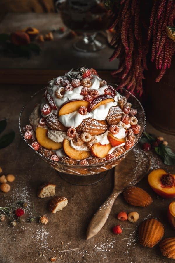 Browned Butter Madeline & Peach Mousse Trifle