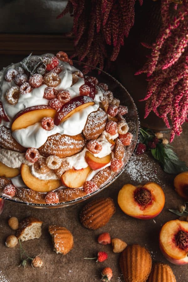 Browned Butter Madeline & Peach Mousse Trifle