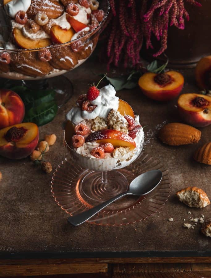 Browned Butter Madeline & Peach Mousse Trifle