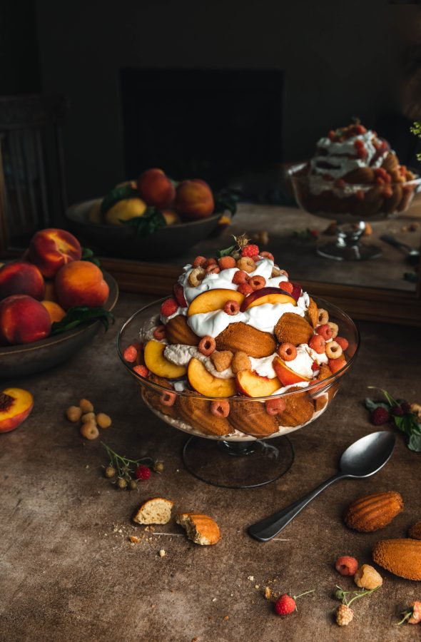 Browned Butter Madeline & Peach Mousse Trifle