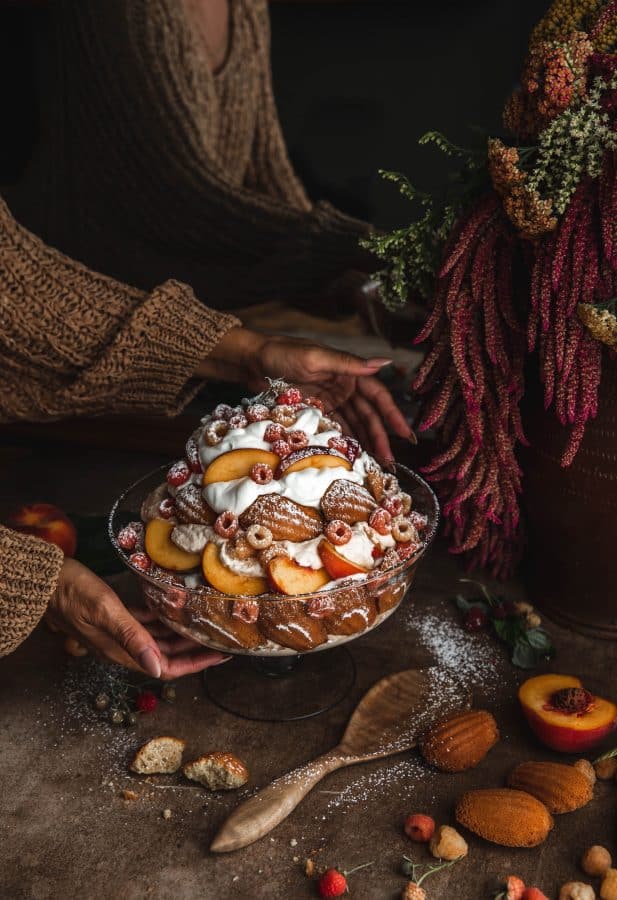 Browned Butter Madeline & Peach Mousse Trifle