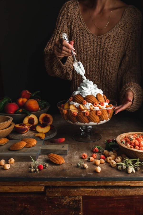 Browned Butter Madeline & Peach Mousse Trifle