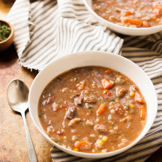 Slow Cooker Beef Vegetable Barley Soup | thekitchenmccabe.com