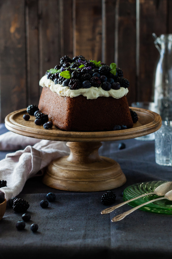 Blueberry Lavender Pound Cake with Lemon Mascarpone Cream - The Kitchen