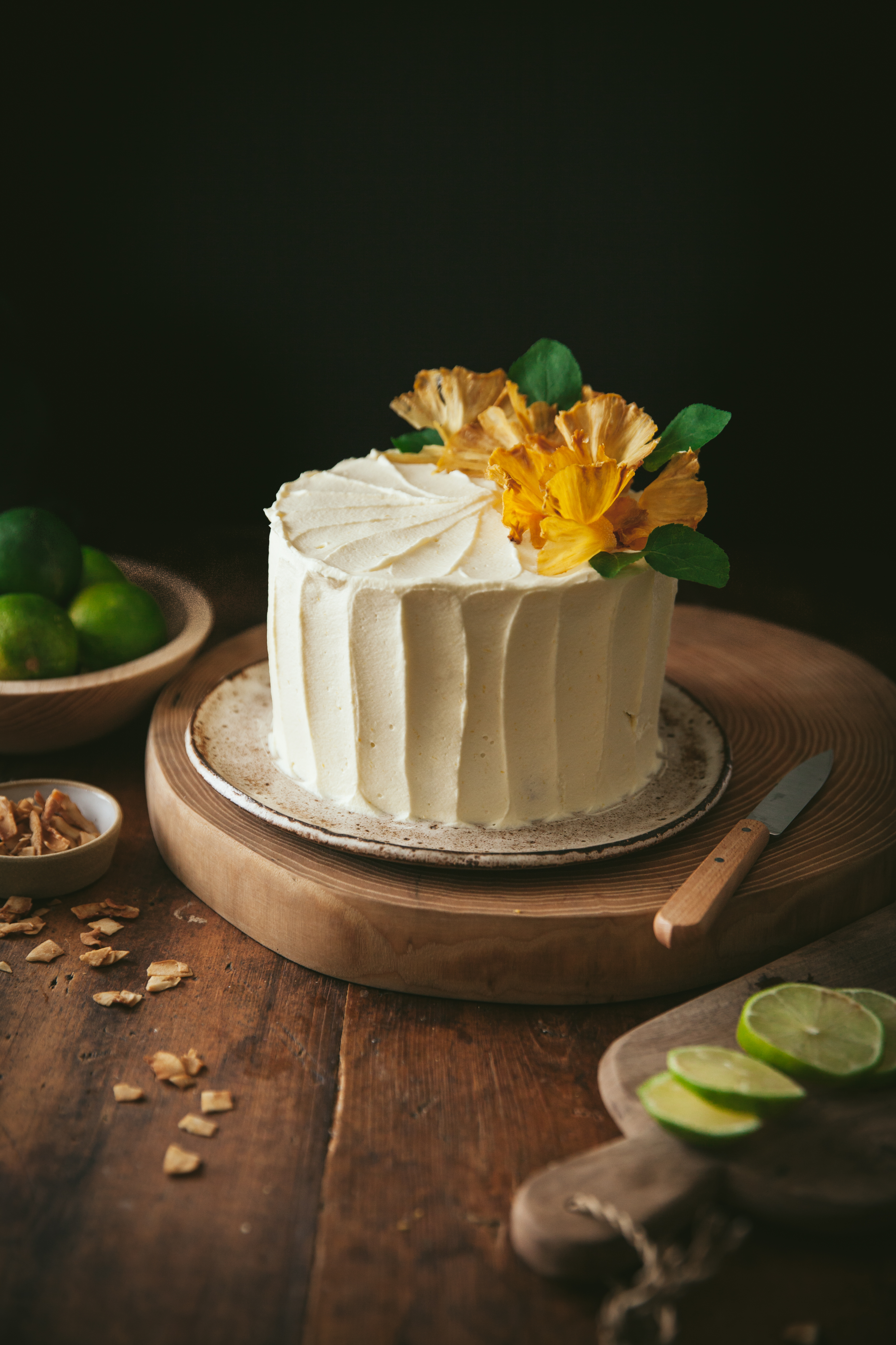 Coconut Swiss meringue buttercream mango-lime cake - PassionSpoon