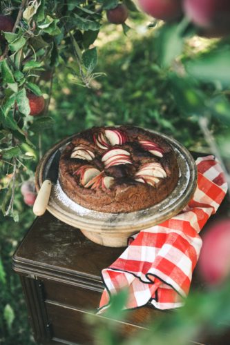 Ginger Spiced Apple Cake + Maple Tahini