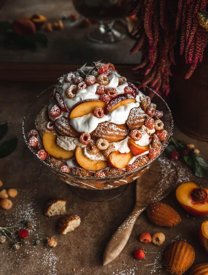 Browned Butter Madeline & Peach Mousse Trifle